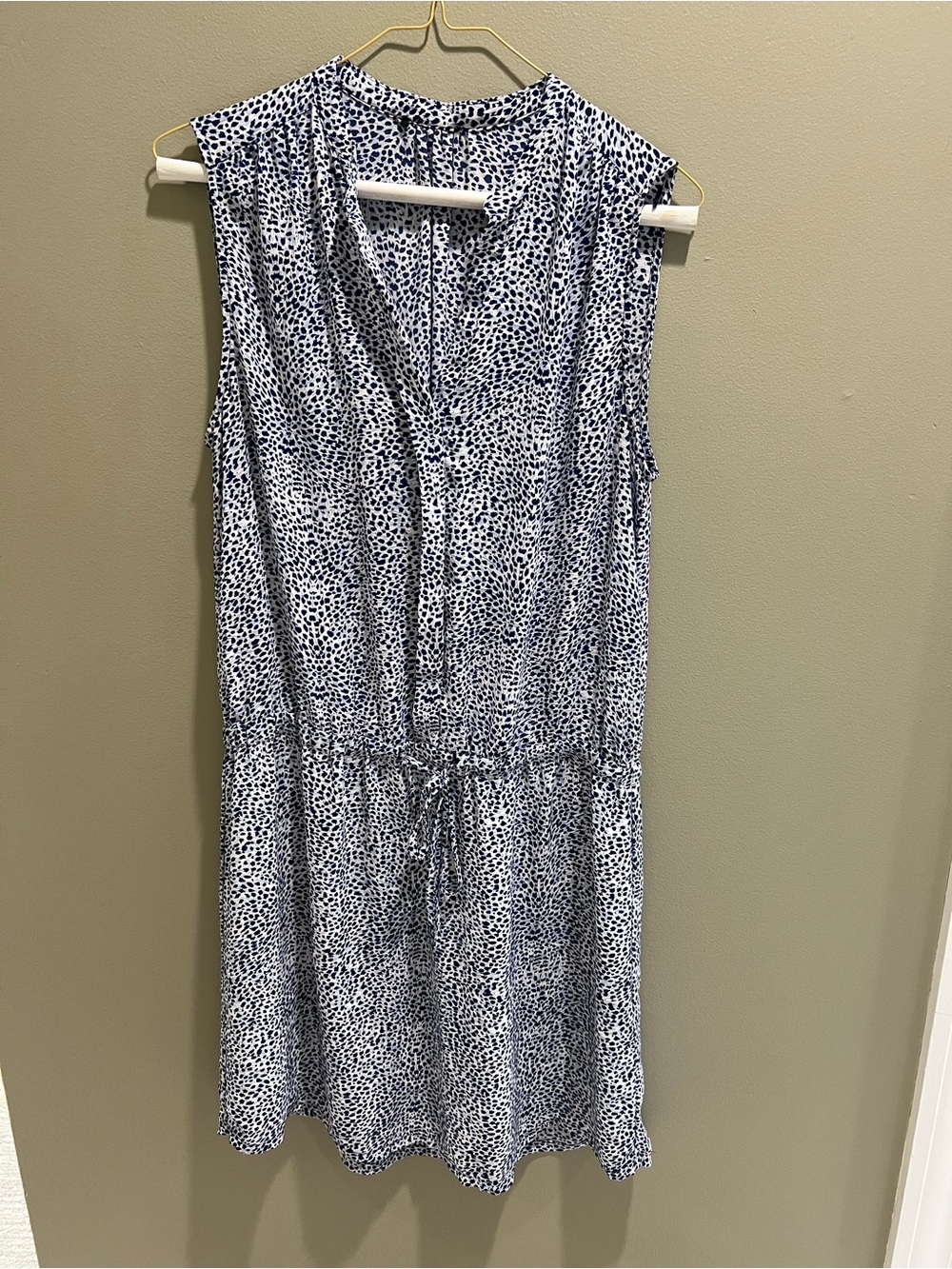 Sleeveless Navy Speckle Drawstring Mini Dress